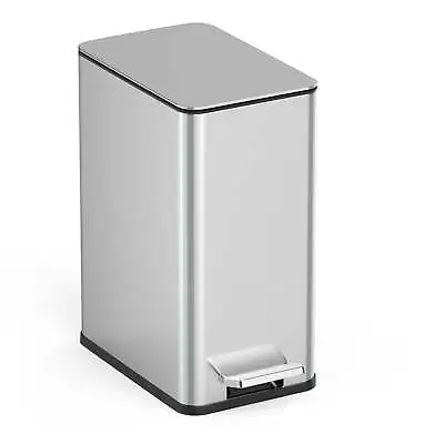 Stainless Steel Foot Pedal Trash Can 2.6 Gallon Garbage Bin Waste Basket • $21.56