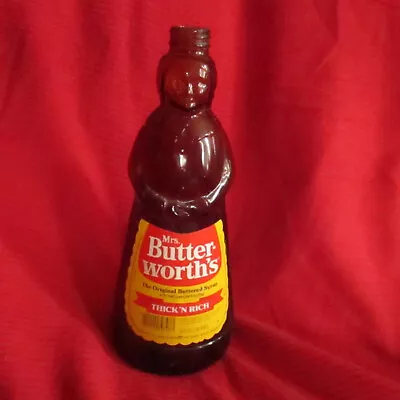 Vintage 70s 11  MRS BUTTERWORTH'S Amber Brown Glass Syrup Bottle No Lid 32oz Bxd • $24.01