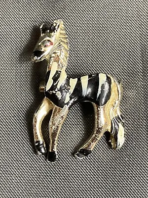 Vintage Zebra Brooch Pin Metal Enamel Paint • $12.45