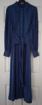 **Brand New Blue Patterned Long Shirt Dress Size 10 From M&S Collection 👗** • £12.99