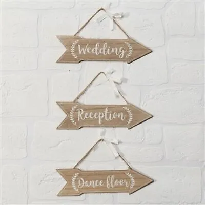 £13.99 • Buy Love Story Set Of 3 Wedding Arrow Hanging Plaques , Wedding Décor, Wedding Signs