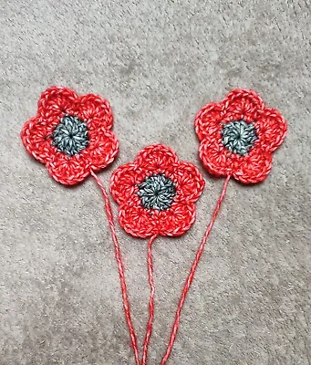 £10 • Buy 10 New Handmade Crochet Flowers, Cotton And Acrylic Yarn, Size 5.5 Cm X 5.5 Cm