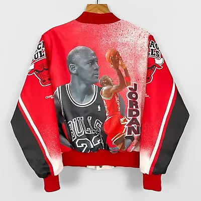 Vintage 90s Michael Jordan Chicago Bulls Chalk Line Fanimation Jacket S • $99.99