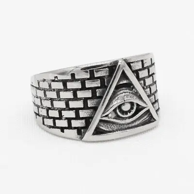 Vintage Pyramid Masonic God Eye Ring Stainless Steel Retro All Seeing Eye Ring • $12.98