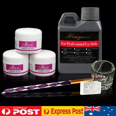 120ML Acrylic Liquid Nail Art Starter Kit Clear White Pink Powder Tool DIY Set • $22.99