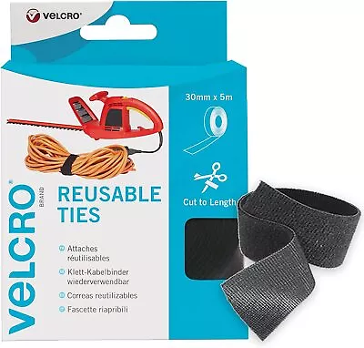 VELCRO 60254 ONE-WRAP Reusable Ties 30mm X 5m Black • £12.42