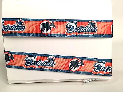 Miami Dolphins 7/8  Grosgrain Ribbon 13510 Yards Football Ship From Usa • $6.49