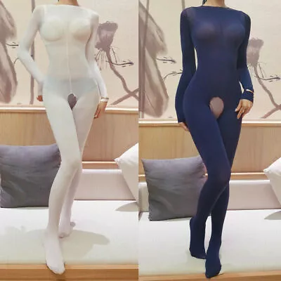 220lbs Plus Size Unisex Sheer Velvet Bodystocking Long Sleeve Jumpsuit Bodysuit  • $12.87