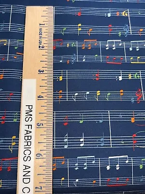 MODA NAVY Sweet Melodies Music Notes 100% Cotton Fabric By Yard 36x44 2181518 • $9.95