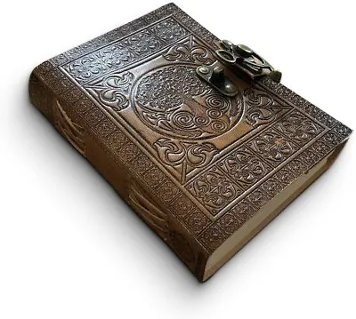 Handmade Leather Tree Of Life A5 Journal Notebook With Recycled Lined Paper • £13.90