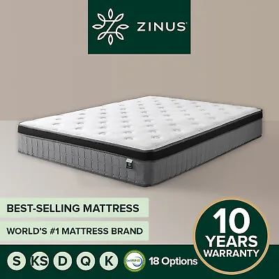 $379 • Buy Zinus Mattress Queen Double King Single Bed Memory Foam Pocket Spring Hybrid
