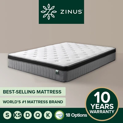 $379 • Buy Zinus Mattress Queen Double King Single Bed Memory Foam Pocket Spring Hybrid