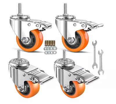 Stem Caster Wheels Heavy Duty Casters PVC M8-1.25X1″ (Stem Diameter 8Mm Stem Le • $42.69