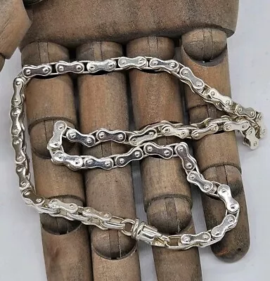 Sterling Silver 925 Bike Bicycle Chain Link Necklace. 40cm Long.  • £149.95