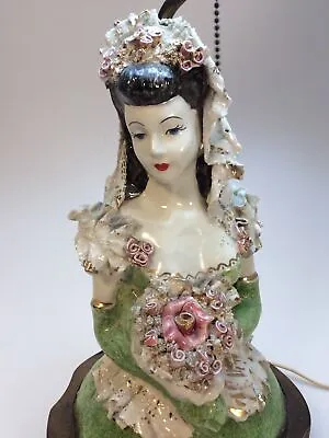 Vintage Ceramic Figurine Lamp Lady Boudoir • $147