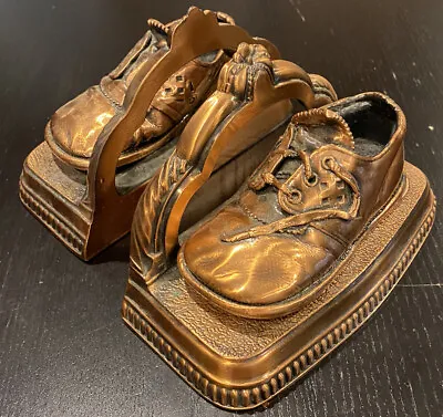 Vintage Mason Bronze Bronzed Baby Shoe Shoes Bookends • $23.99