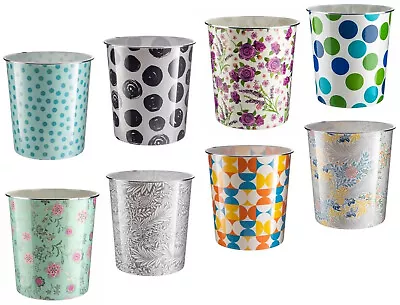 7.7L Waste Paper Dust Bin Round Plastic Floral Pattern Office Bathroom Kitchen • £6.59