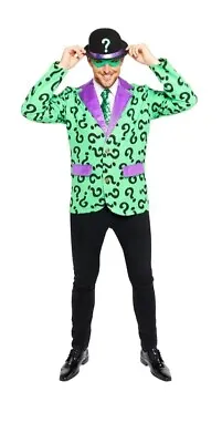 Adults The Riddler Fancy Dress Costume Superhero World Book Day Week Mens • £27.99