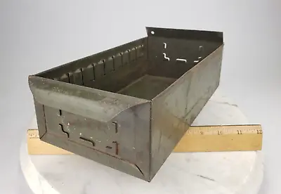 Vintage Metal Parts Drawer Industrial Decor File Green Steel Tin Library Sorter • $9.95