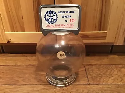 Large Vintage 10 CENT FORD GUMBALL MACHINE Plastic Globe Coin Slot Ring Topper • $70