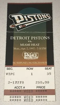 NBA Miami Heat Pistons 4/7/97 Ticket Stub Mourning Hardaway Mashburn Dumars Hill • $18.74