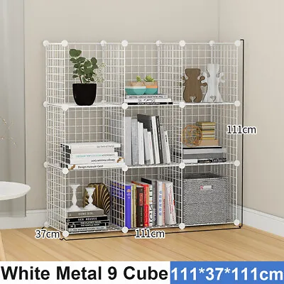 9 Cube DIY Wire Storage Shelves Cabinet Metal Display Shelf Toy Bookcase White • $32.99