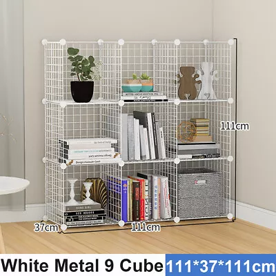 9 Cube DIY Wire Storage Shelves Cabinet Metal Display Shelf Toy Bookcase White • $34.99