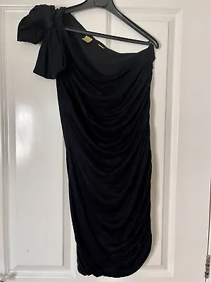 H@M Gold Label Black One Shoulder Jersey Dress Size UK12 • £7.50