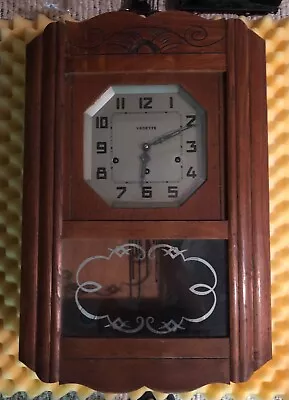 VEDETTE Wall Clock - 24 X16 X6  -Med. Tone Wood-PICKUP ONLY-Smithtown NY 11787 • $292