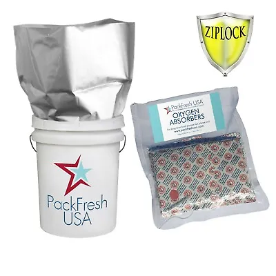 $29.99 • Buy (5 Pack) 7 Mil 5 Gallon HD Seal-Top Mylar Bags + 2000cc Oxygen Absorbers