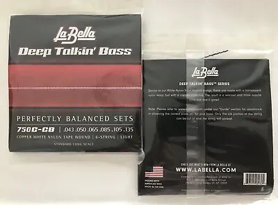 La Bella  Deep Talkin Bass  6-string 750C-CB Copper White Nylon Tape Wnd 43-135 • $46.99