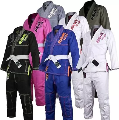 Hawk Jiu Jitsu Kid's BJJ Gi Grappling Kimonos With White Belt K4 - Blue • $59.84