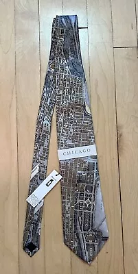 Men’s Josh Bach Civitas Silk “The City Tie” Necktie Chicago Map 2000 New W/Tags • $12.99