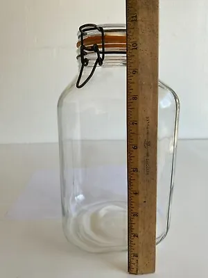 Vintage Le Pratique FRANCE Large Glass Jar-4 Liter-Wire Hinged Lid-11  Tall-4L • $55.97