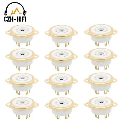 12PCS 9PIN CERAMIC TUBE SOCKET VALVE BASE For 12AX7 EL84 5670 6922 AUDIO DIY • $20.23