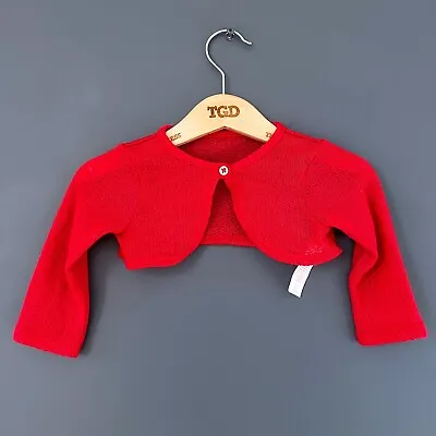 Baby Girls Red Light Knit Bolero Shrug Cardigan Top Age 3-6 Months • £1