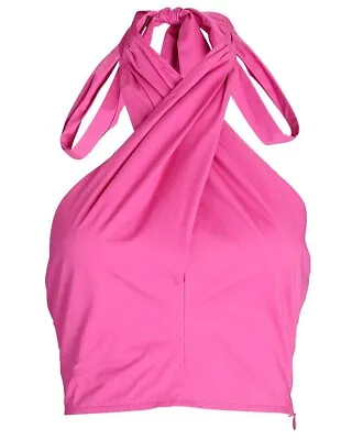 STAUD Women's Pink Kai Sleeveless Twist Crop Halter Neck Top Size 0 NWT • $50