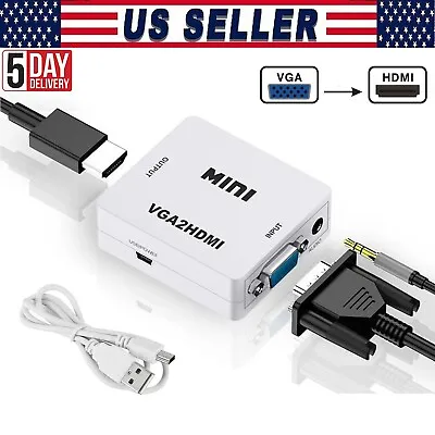 Full HD 1080P VGA To HDMI Video Audio Converter Adapter For HDTV PC Laptop DVD • $6.45