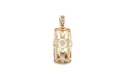 10k Yellow Gold Diamond Mom Pendant Curved • $89.99