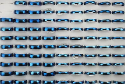 Wholesale Job Lots 40pcs Blue Stainless Steel Mens Classic Smooth Rings Free P • $19.99