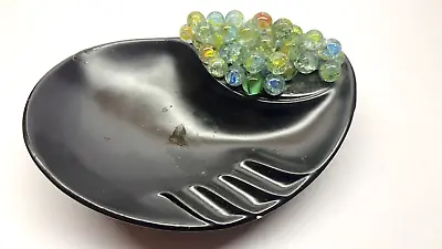 Vintage Holland Mold Black Ceramic Ashtray With Marble Cluster 9.25  X 7  • $28