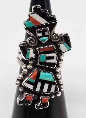 Vintage Zuni Kachina Ring Sterling Silver Size 5 1/2 • $119