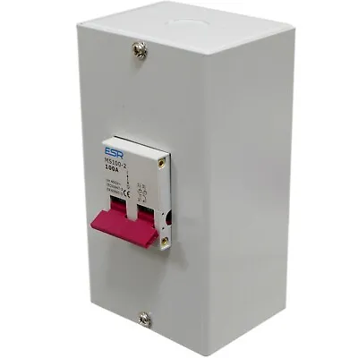 £17.95 • Buy Metal Enclosed 100 Amp Double Pole Mains Isolator Switch 100A DP Metalclad