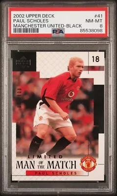 2002 Upper Deck Manchester United Man Of The Match Paul Scholes Black /100 PSA 8 • $99.99