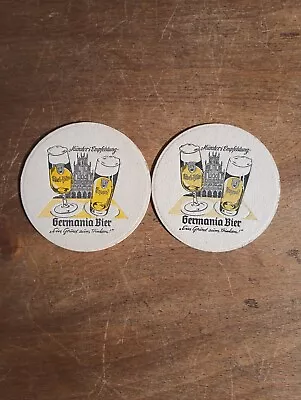 Two Vintage German Beer Coasters - Germania Bier • $8