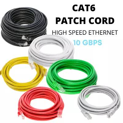 Cat6 Patch Cord Network Cable Ethernet LAN RJ45 UTP 3 6 10 20 50 100 200 FT LOT • $7.49