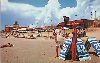 Postcard Myrtle Beach South Carolina Lifeguards And Sunbathers On The Beach • $6.99