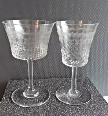 Vintage Pall Mall Lady Hamilton 2 Cut & Etched Liqueur Glasses • £9.95