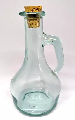 Vintage MOD DEP Decanter Oil Syrup Vinegar Blue Tinted Bottle With Cork Top • $16.95