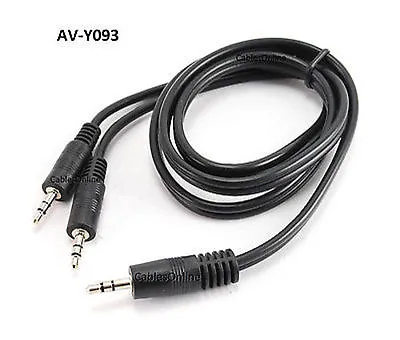 3ft Stereo 3.5mm Male To Dual 3.5mm Stereo Male Y-Splitter Audio Cable AV-Y093 • $9.99